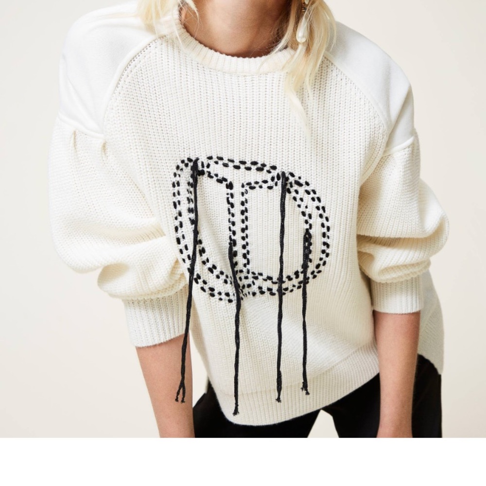 Twinset Contrast Stitch Knit/Fleece Top